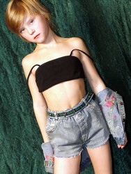 small girl in shorts