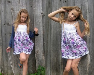 small girl in shorts