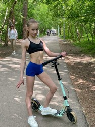 small girl in shorts