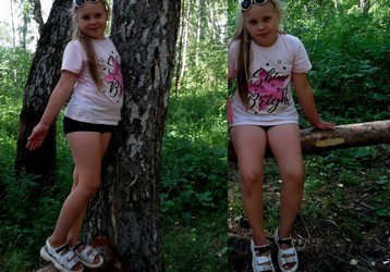 small girl in shorts