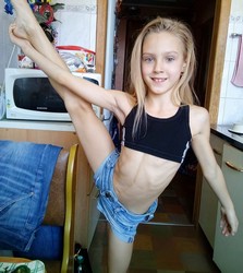 small girl in shorts