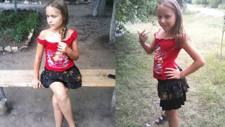 small girl in shorts