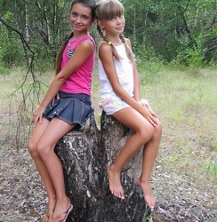 small girl in shorts