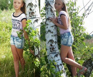 small girl in shorts