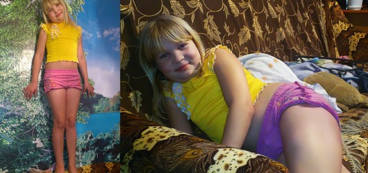 small girl in shorts