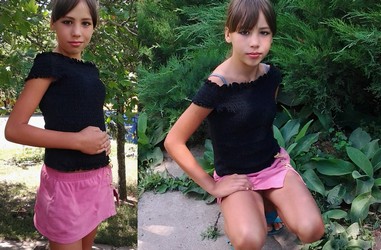 small girl in shorts